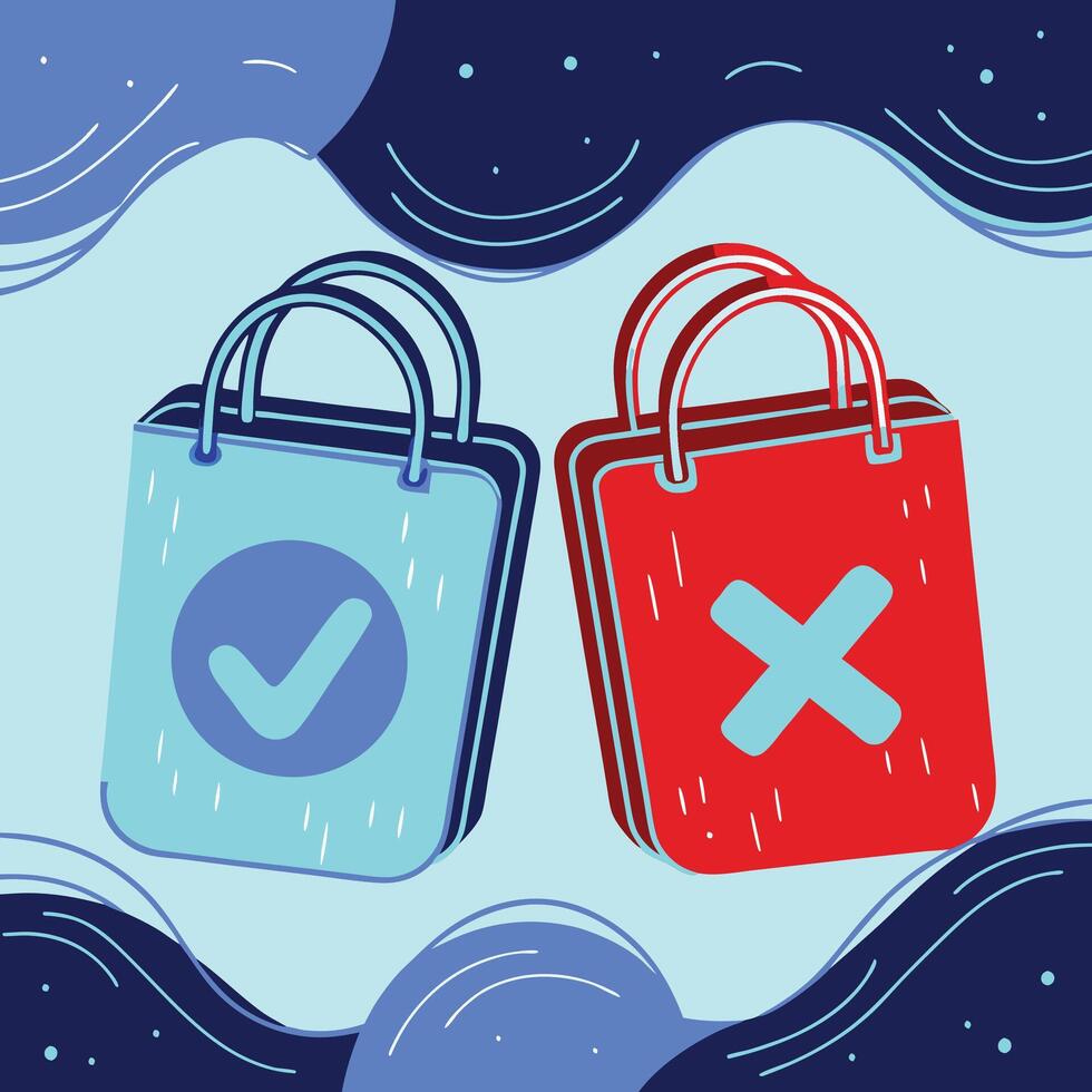 Shopping Choices Accept or Reject vector