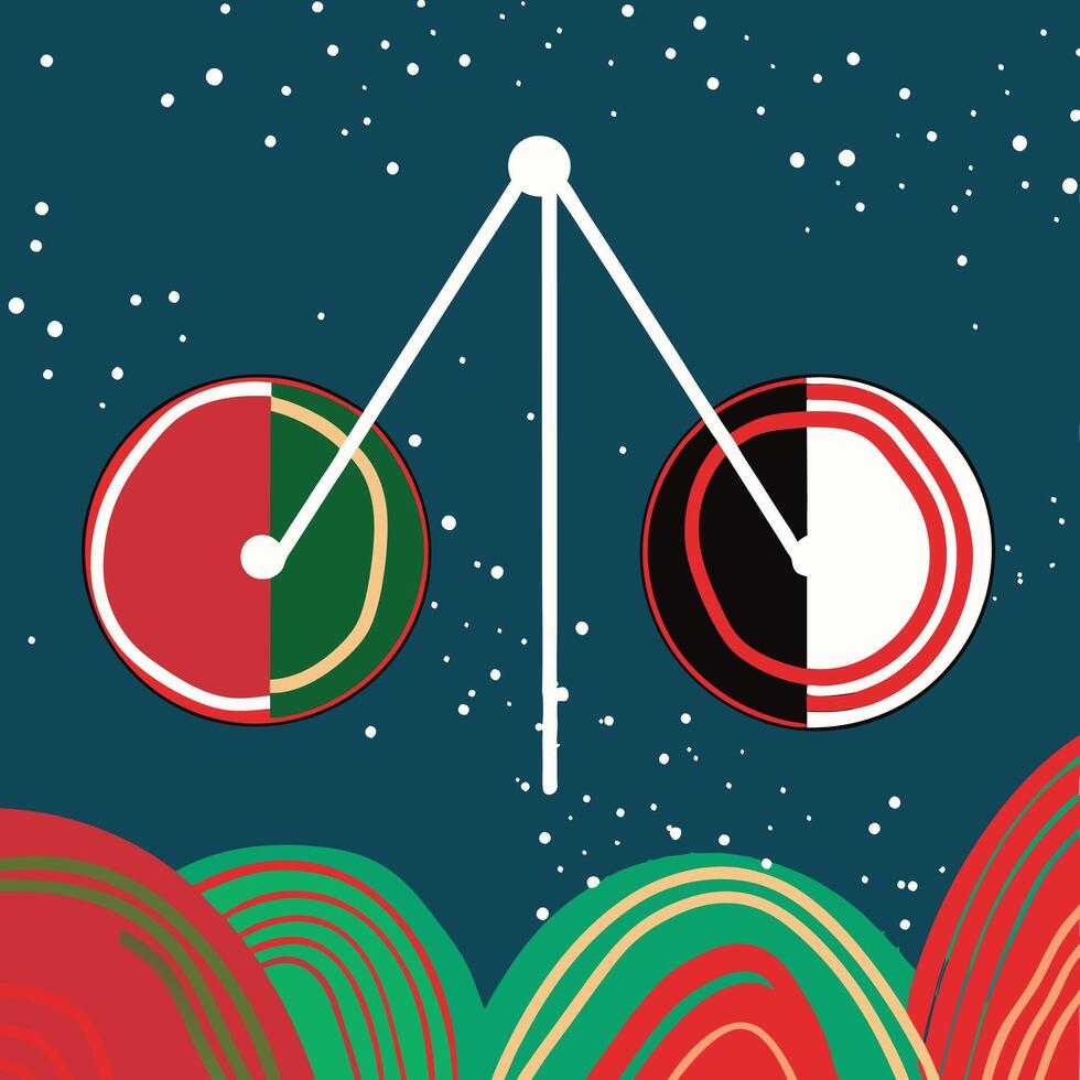 Abstract Art Balanced Circles and Curving Lines vector