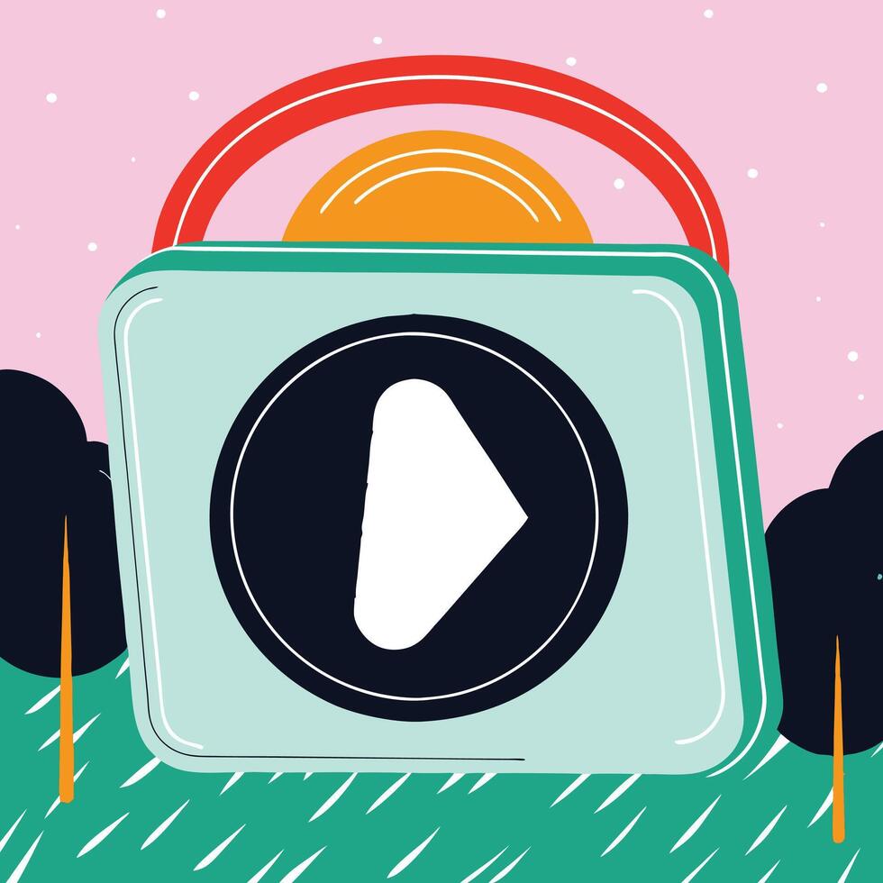 Abstract Play Button Design Colorful Geometric Shapes vector