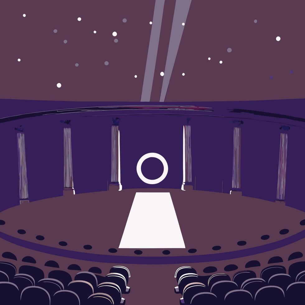 Empty Auditorium Stage with Columns and Runway vector