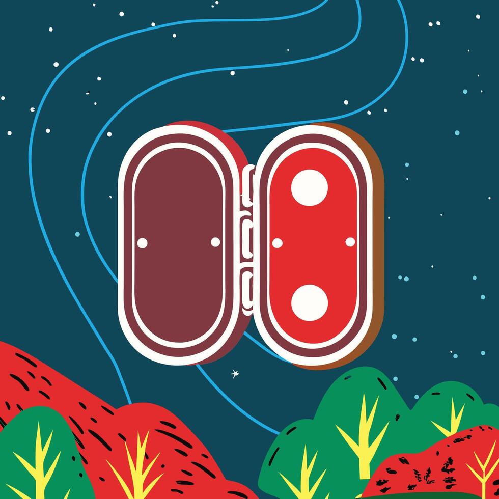 Abstract Red and Brown Folded Shapes Against a Night Sky vector