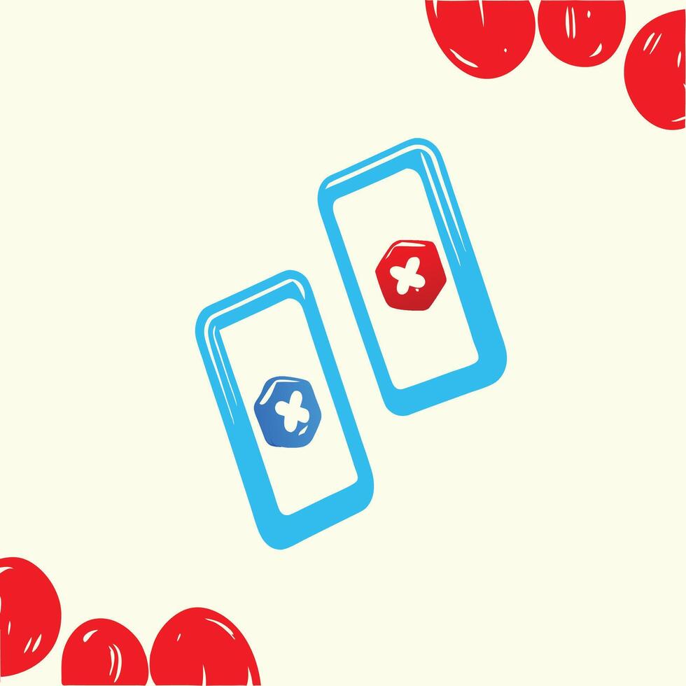 Dual Interface Design Red and Blue Hexagon Buttons vector