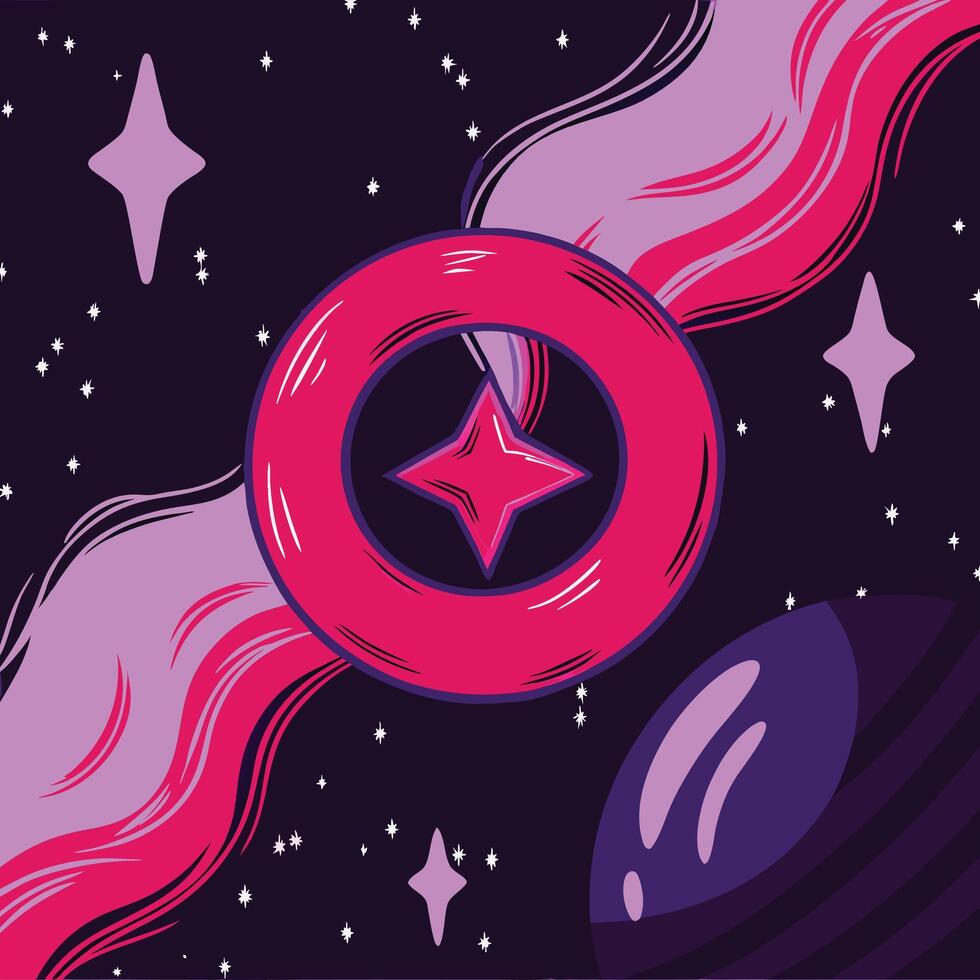 Cosmic Ring and Starry Night Abstract vector