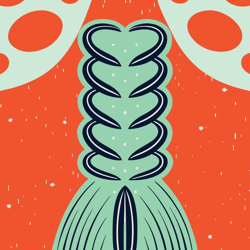 Abstract Art Teal, Orange, and Black Braid Design vector