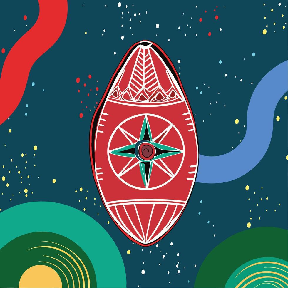 Abstract Cosmic Egg Red, Geometric, Star Design vector
