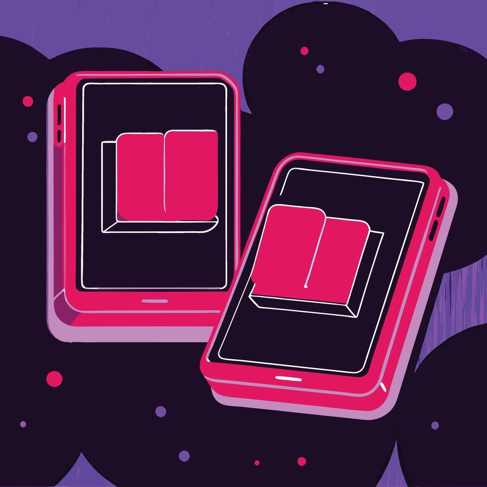 Digital Book Display Mobile Reading App Interface Design vector