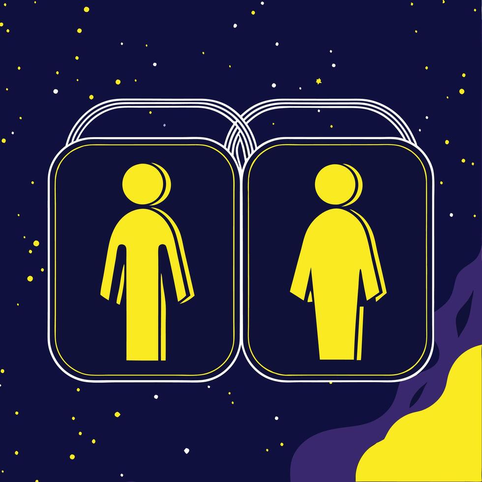 Restroom Signage Gender Neutral, Male, Female Icon Set vector