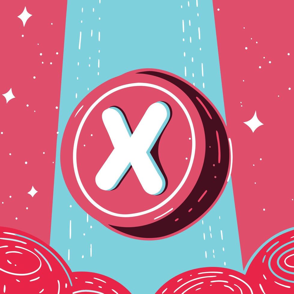Incorrect Input X Icon in Abstract Design vector