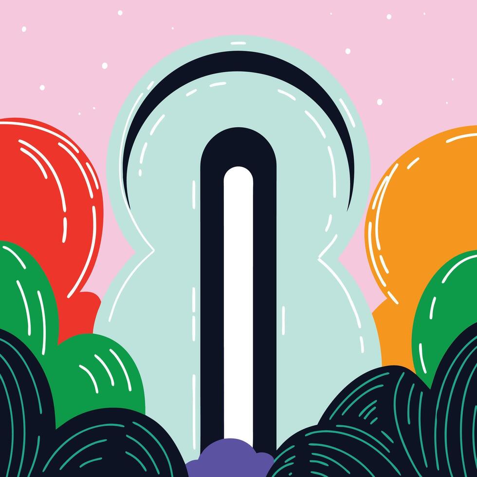 Abstract Archway Landscape Colorful Organic Shapes vector
