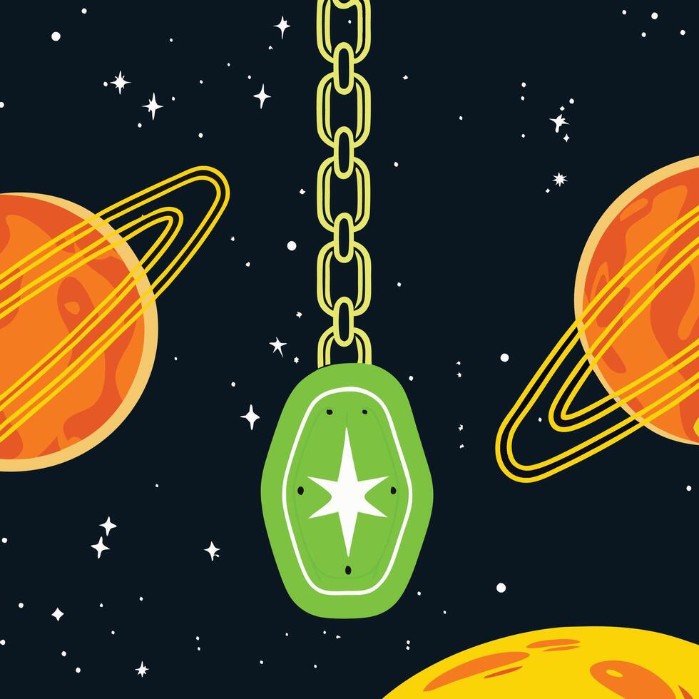 Cosmic Chain and Celestial Body A Starry Night's Mystery vector