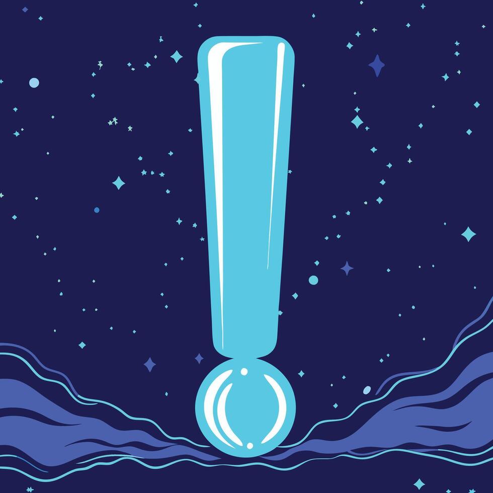Cosmic Exclamation Abstract Design with Celestial Elements vector