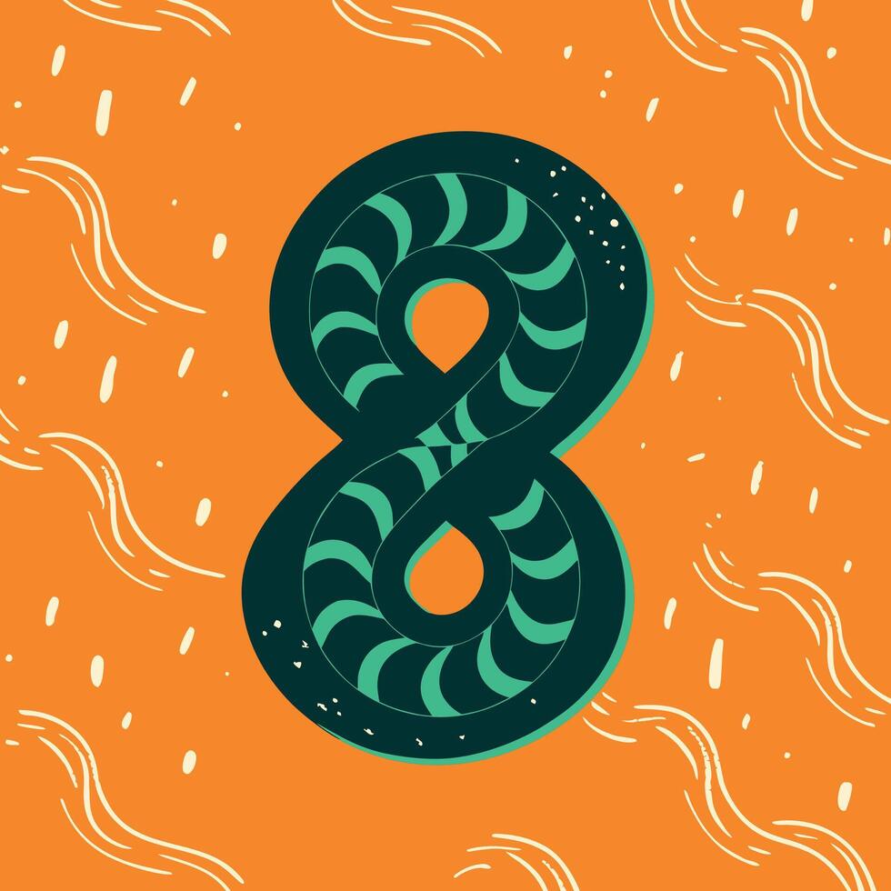 Abstract Number Eight Design with Swirls and Waves vector