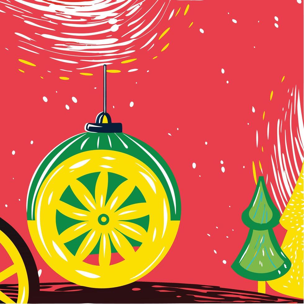 Abstract Festive Ornament and Trees vector