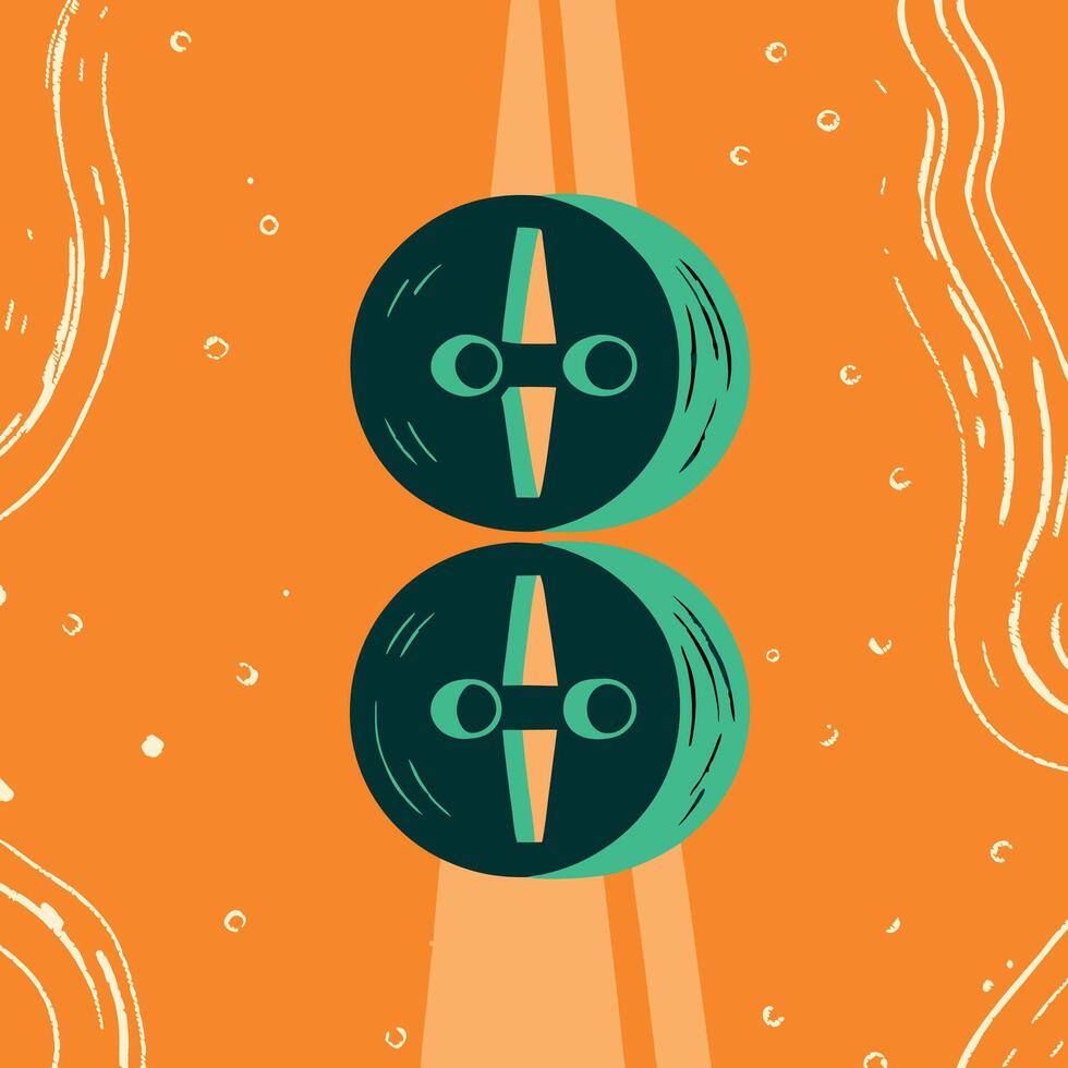 Abstract Dual Circular Design with Teal and Orange vector