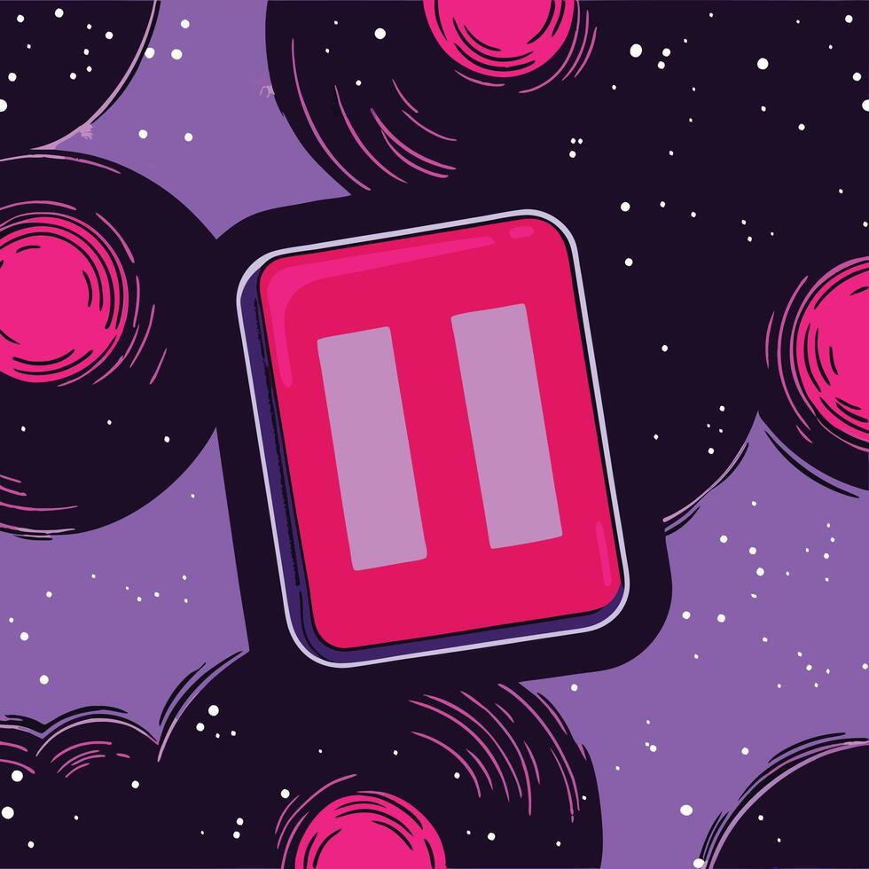 Pause Button in Space Abstract Vinyl Design vector