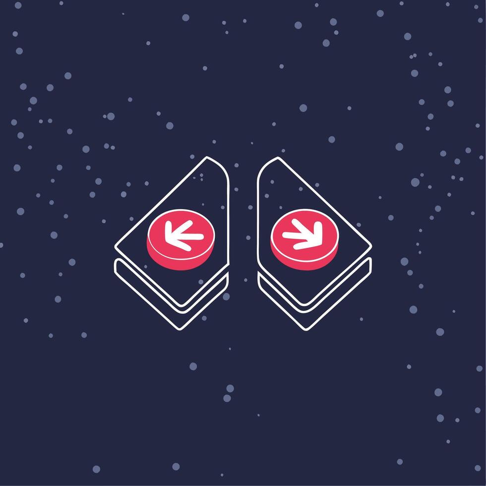 Dual Directional Arrow Buttons Game Controller Design vector