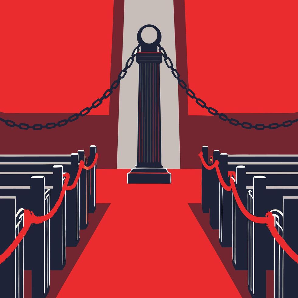 Red Carpet Aisle, Column, and Chains vector