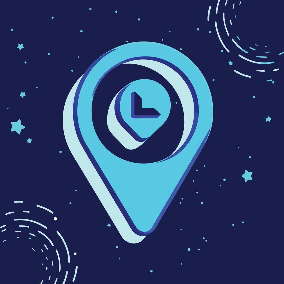 Location Based Time Tracking A Map Pin Clock Icon vector