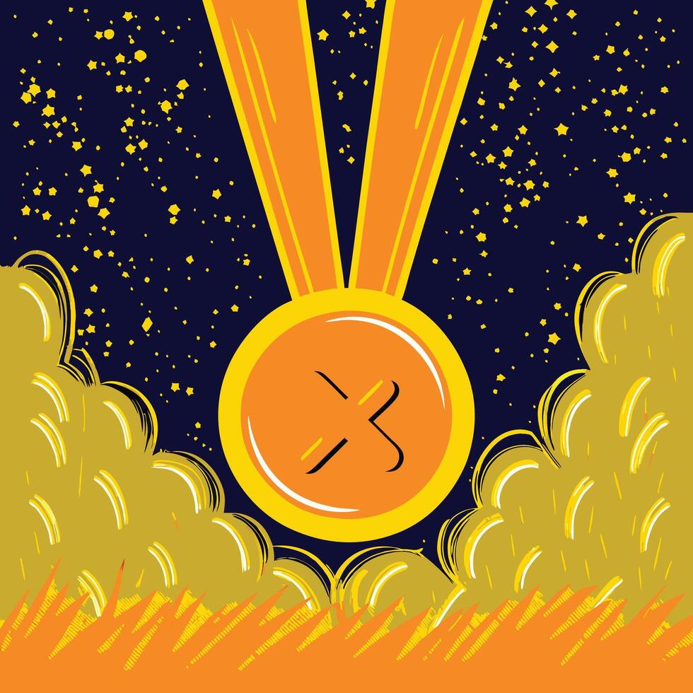 Gold Medal Award Celebration of Victory, Achievement, and Triumph vector