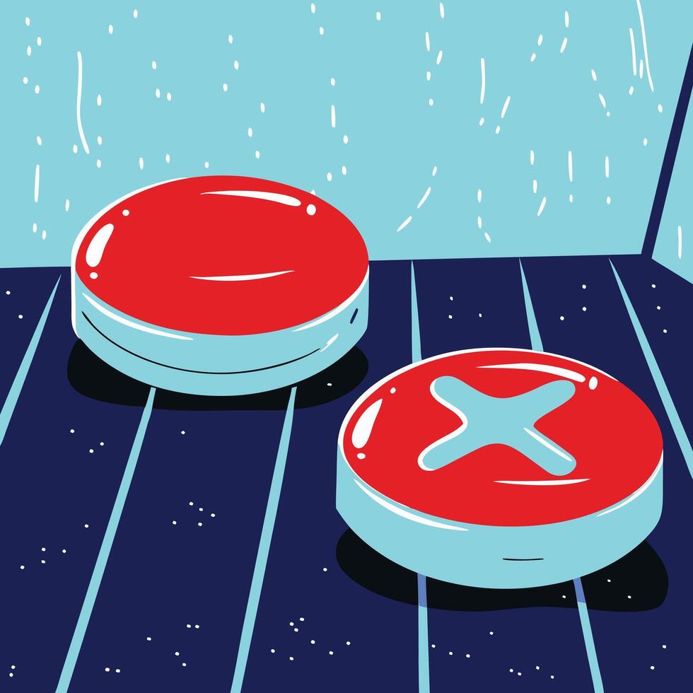 Abstract Red and Teal Buttons A Choice vector