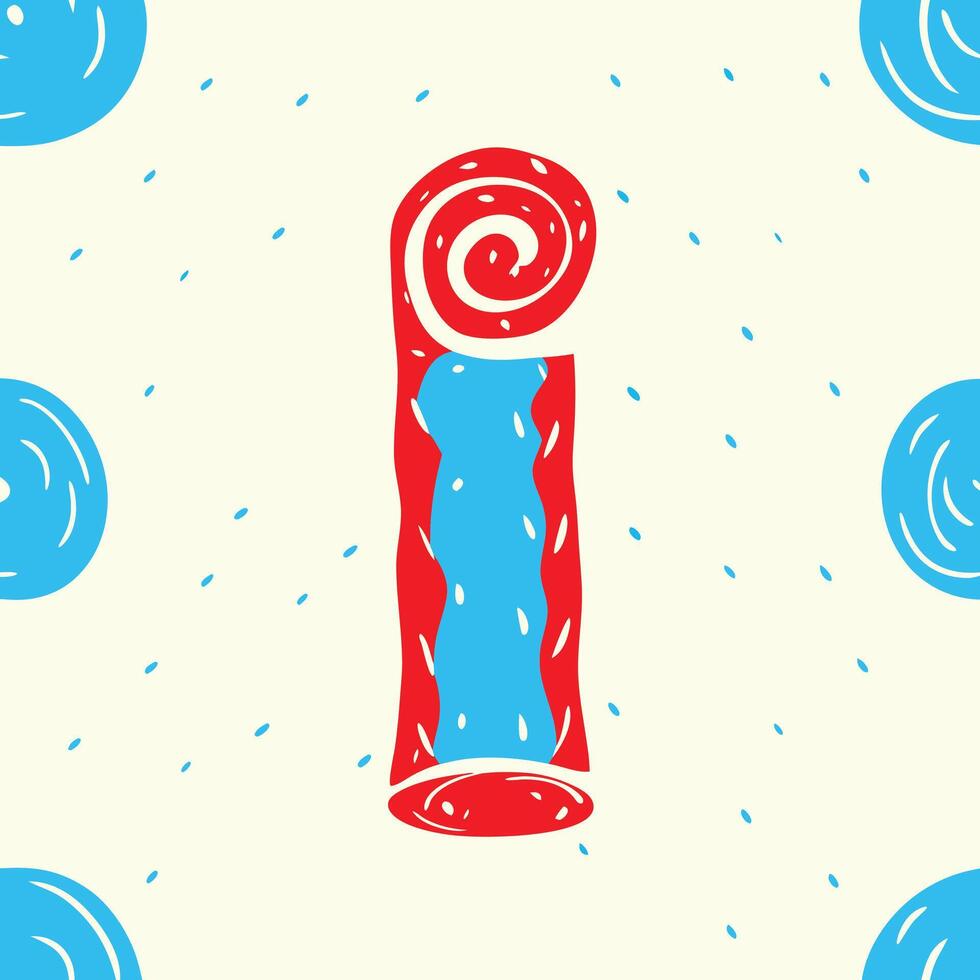 Abstract Swirl Design Red and Blue Candy Letter I vector