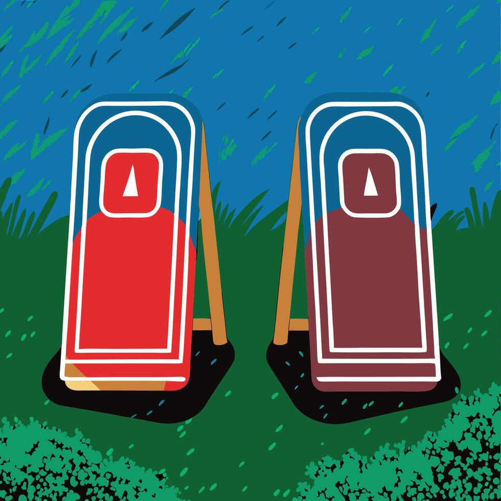 Abstract Outdoor Display Stands, Red and Brown vector