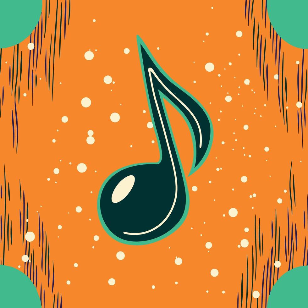 Abstract Music Note Design, Orange Background, Illustration vector