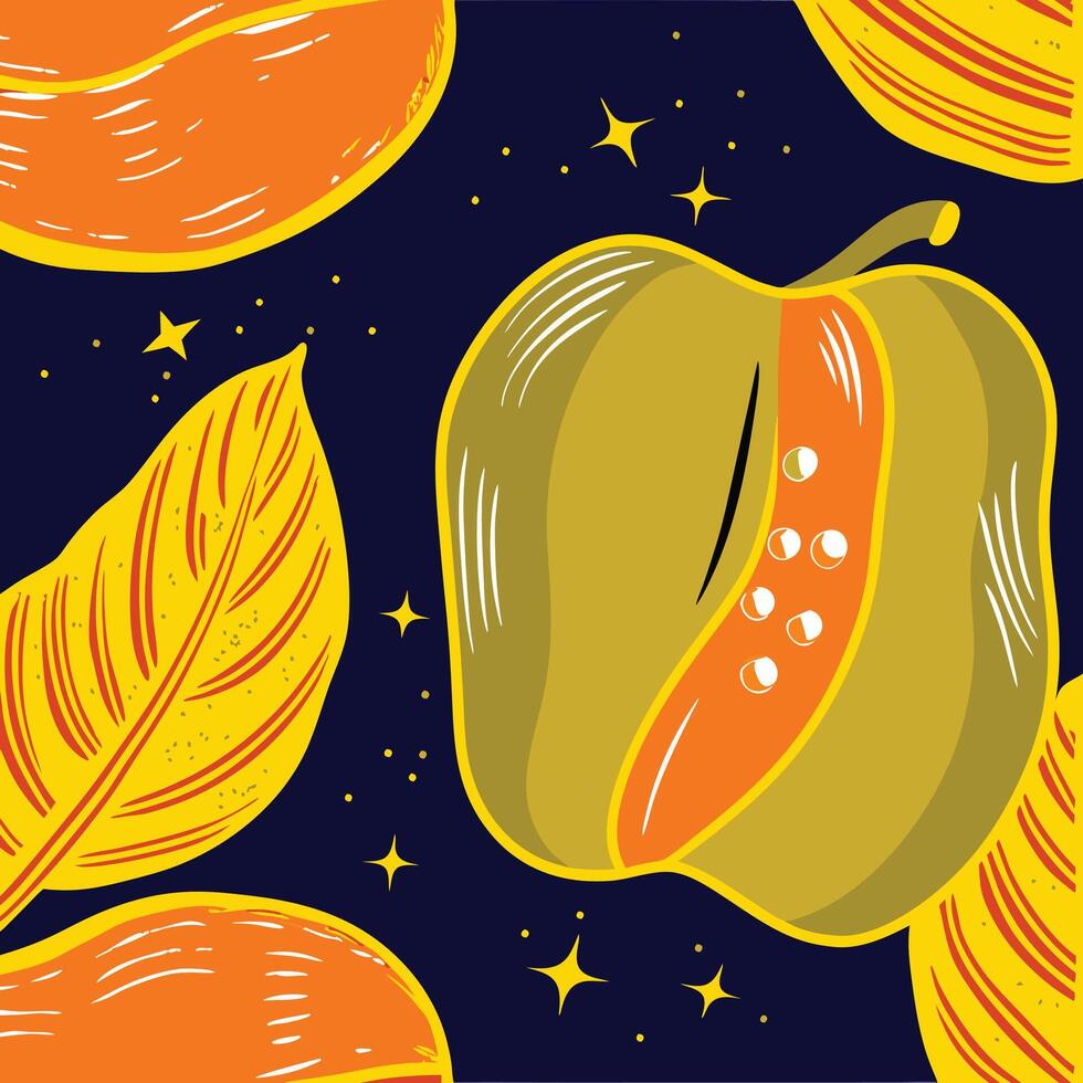 Cosmic Fruit Abstract Yellow and Orange Design vector
