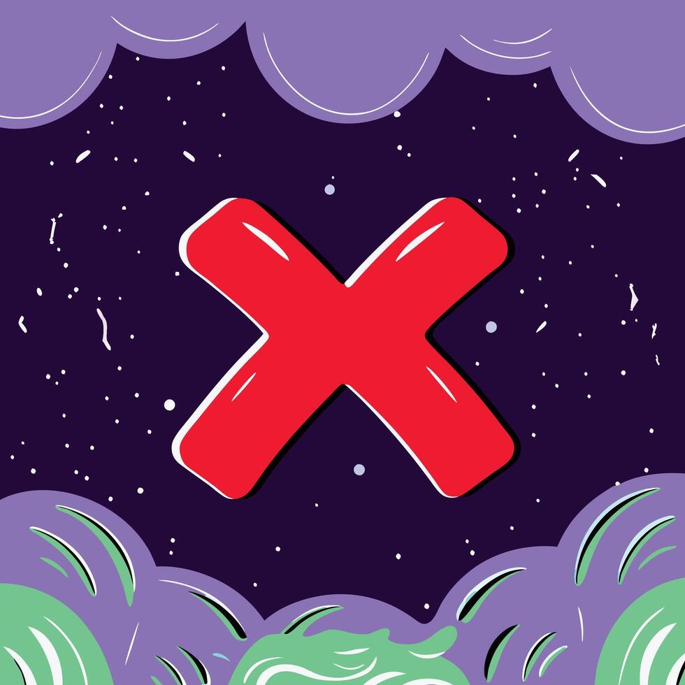 Red X Symbol Graphic Design, Abstract Art, Negative Space, Visual Communication, Cancellation, Rejection, Error, Forbidden, No Entry, Dismissal vector