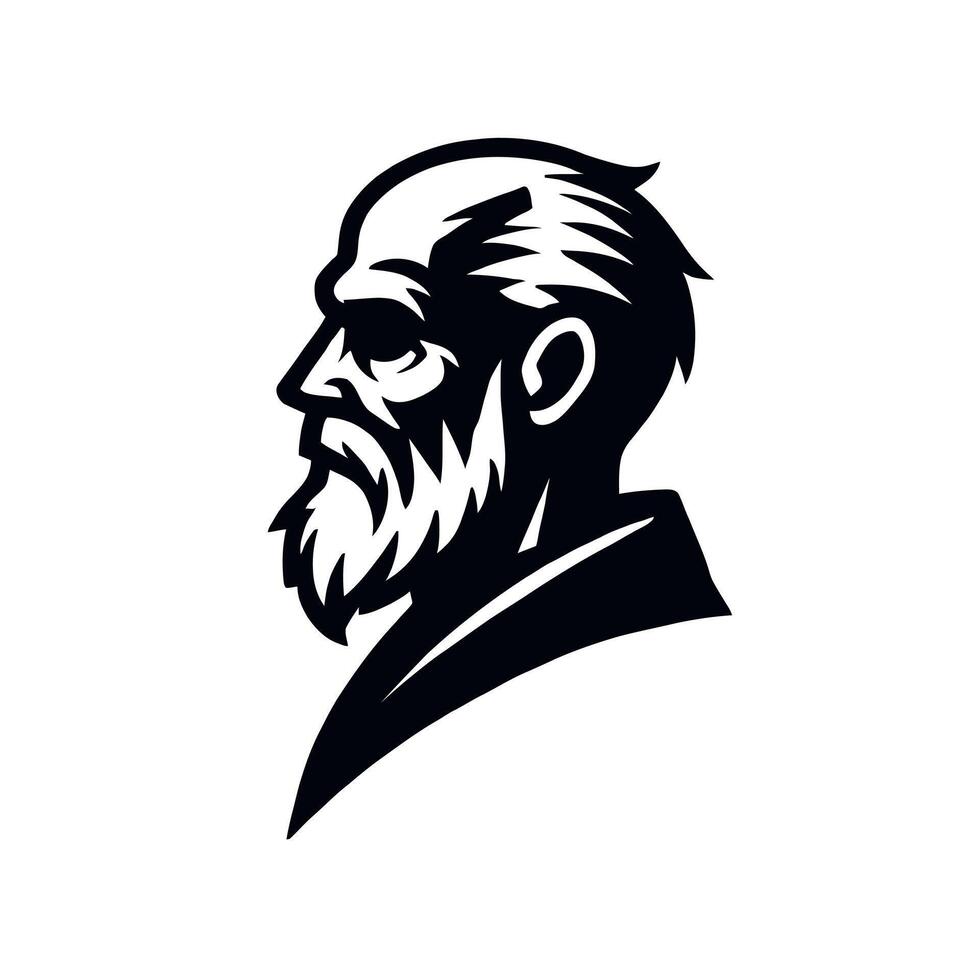 Intriguing Profile of a Bearded Elder vector