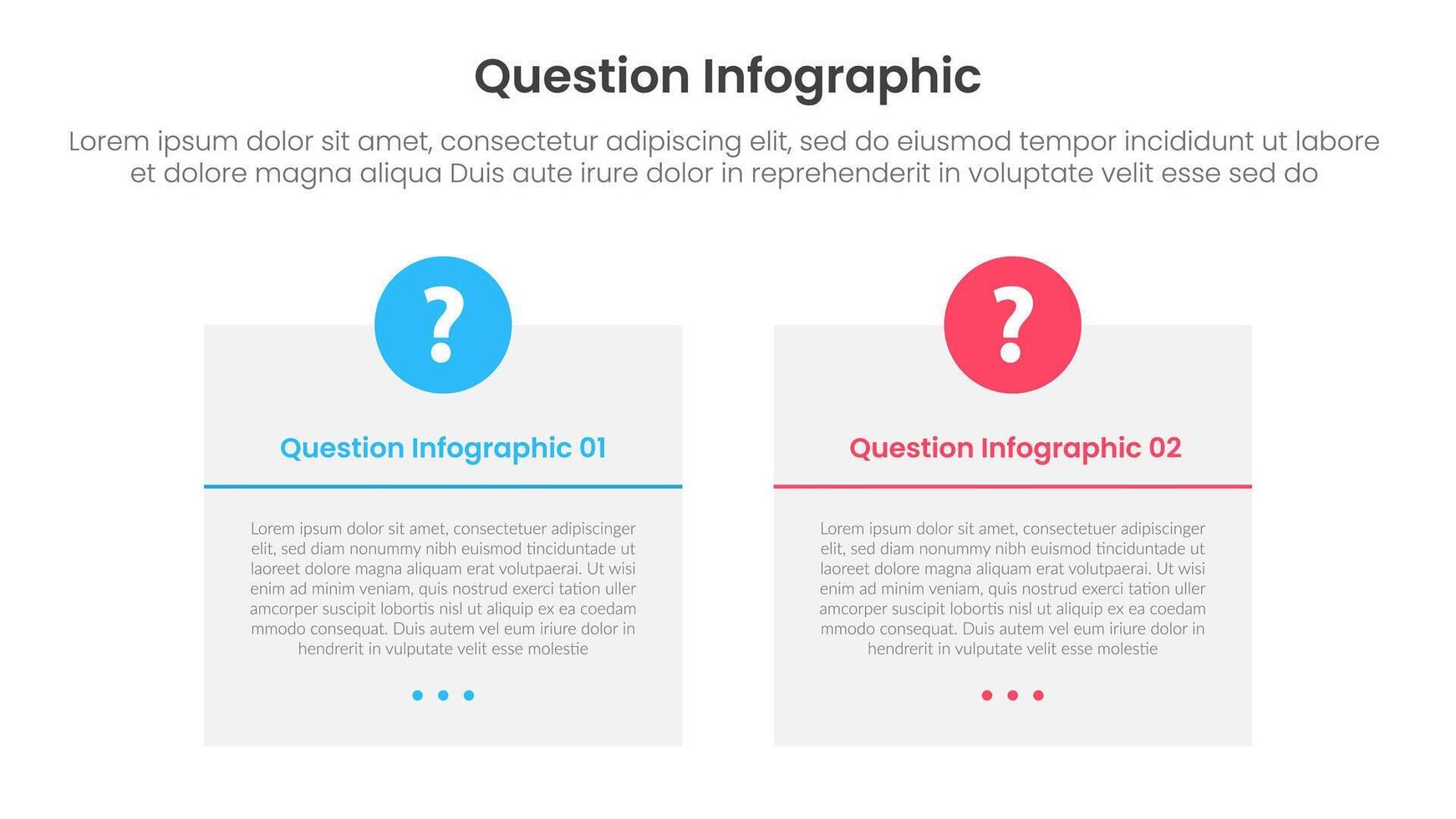 question infographic template banner with big box container with big question circle on head with 2 points for slide presentation vector
