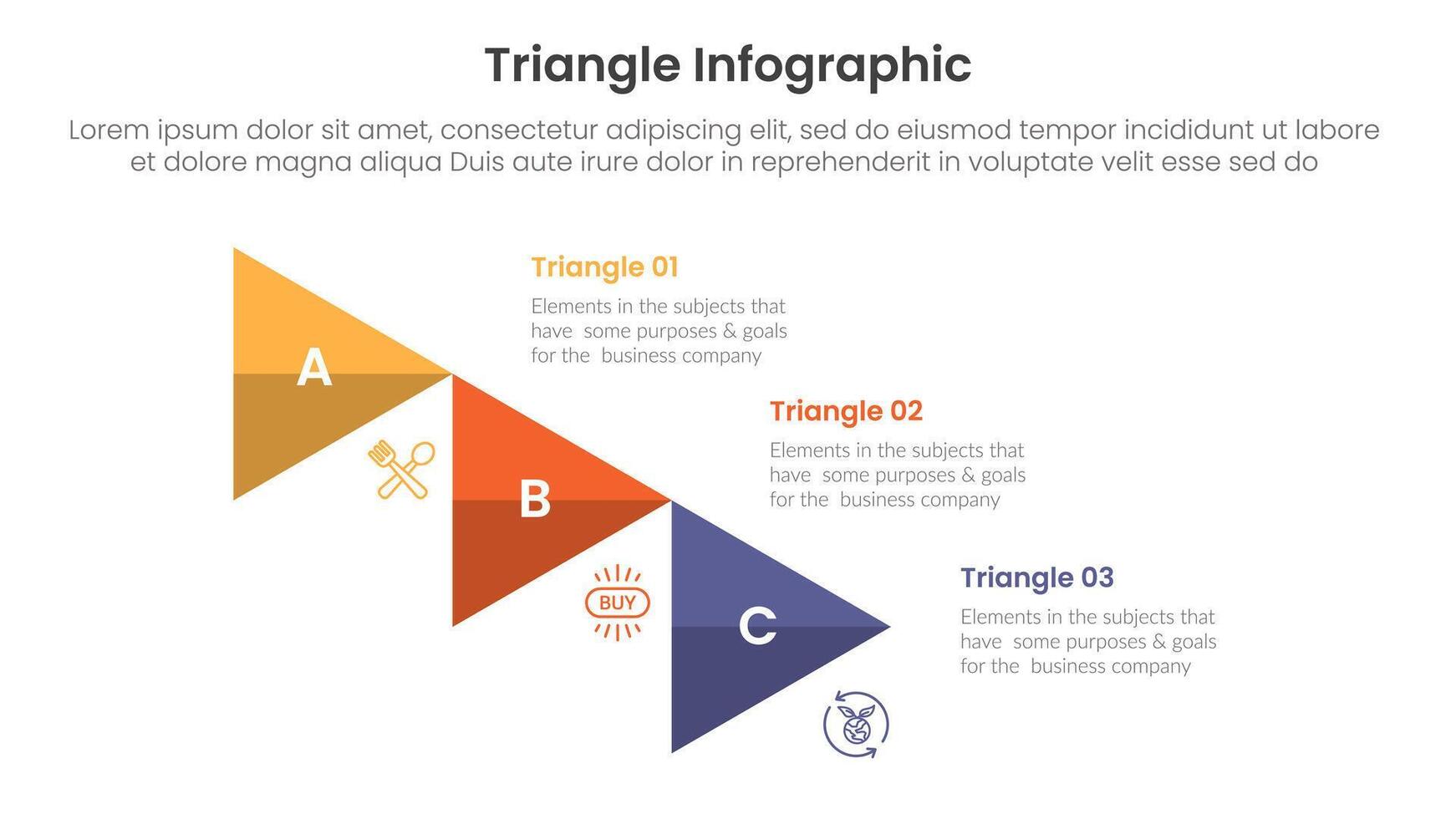 triangle base shape infographic template banner with creative triangle sticking like ladder with 3 point for slide presentation vector