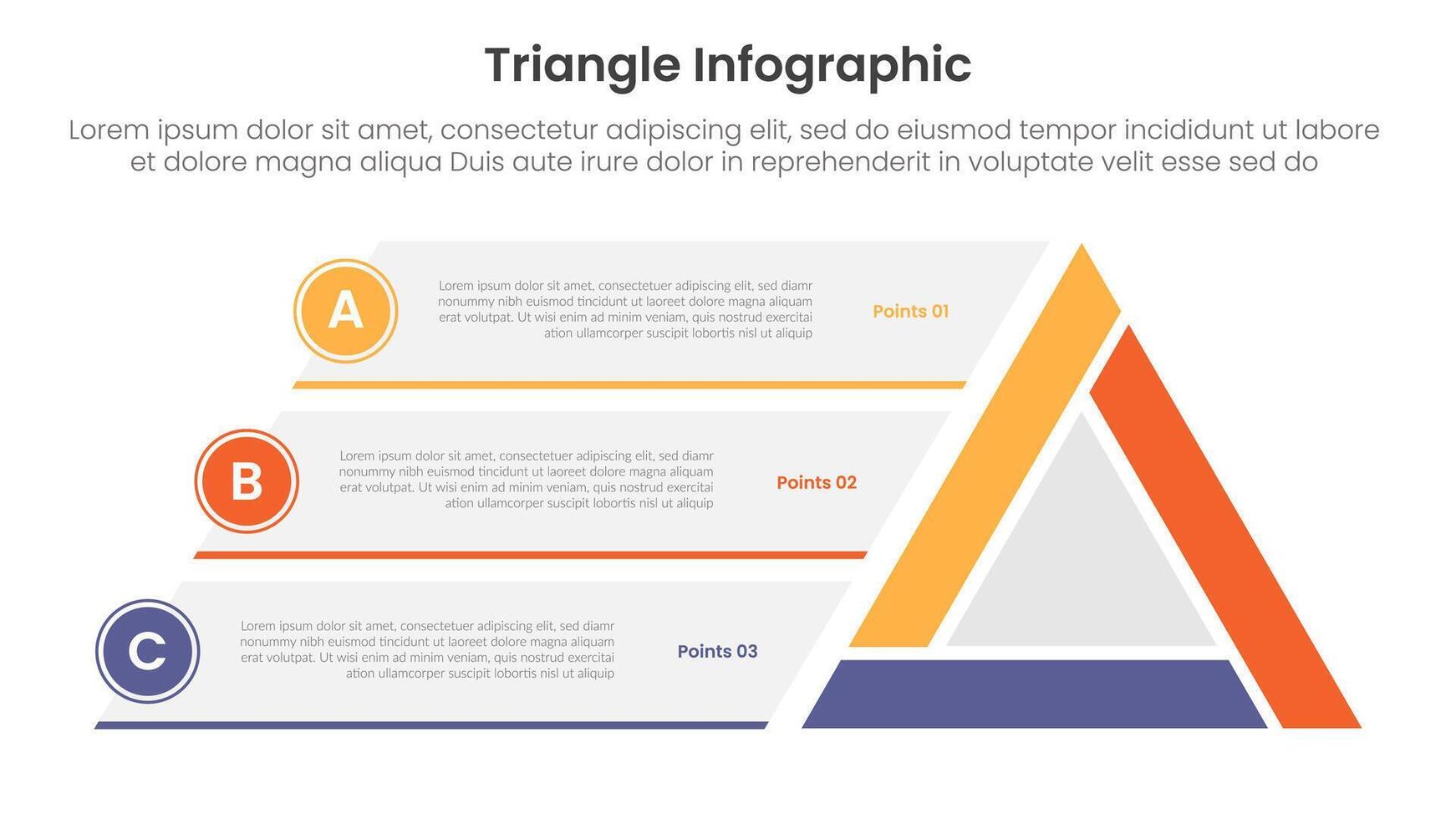 triangle base shape infographic template banner with sharp triangle and box container alongside on left position with 3 point for slide presentation vector