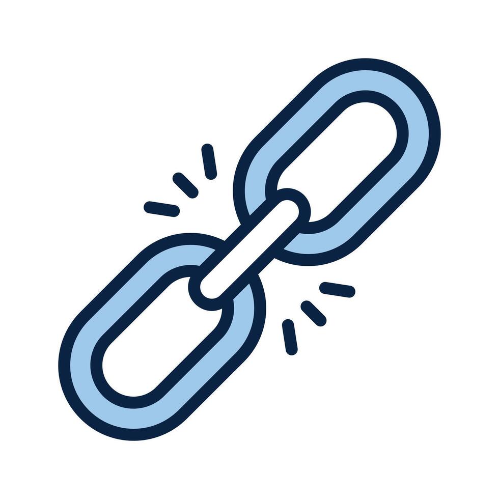 Icon of a broken link chain symbolizing connectivity issues vector