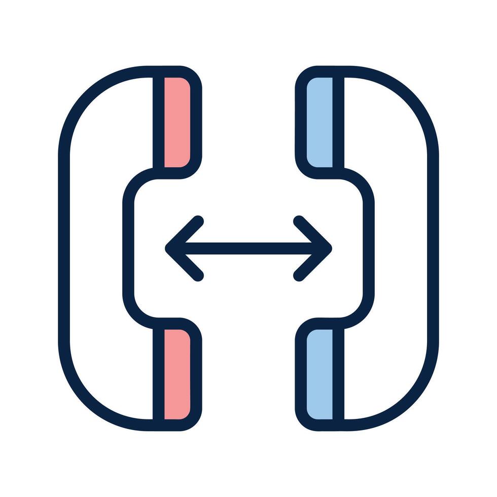 This icon shows two telephone receivers with arrows indicating a distance between them vector