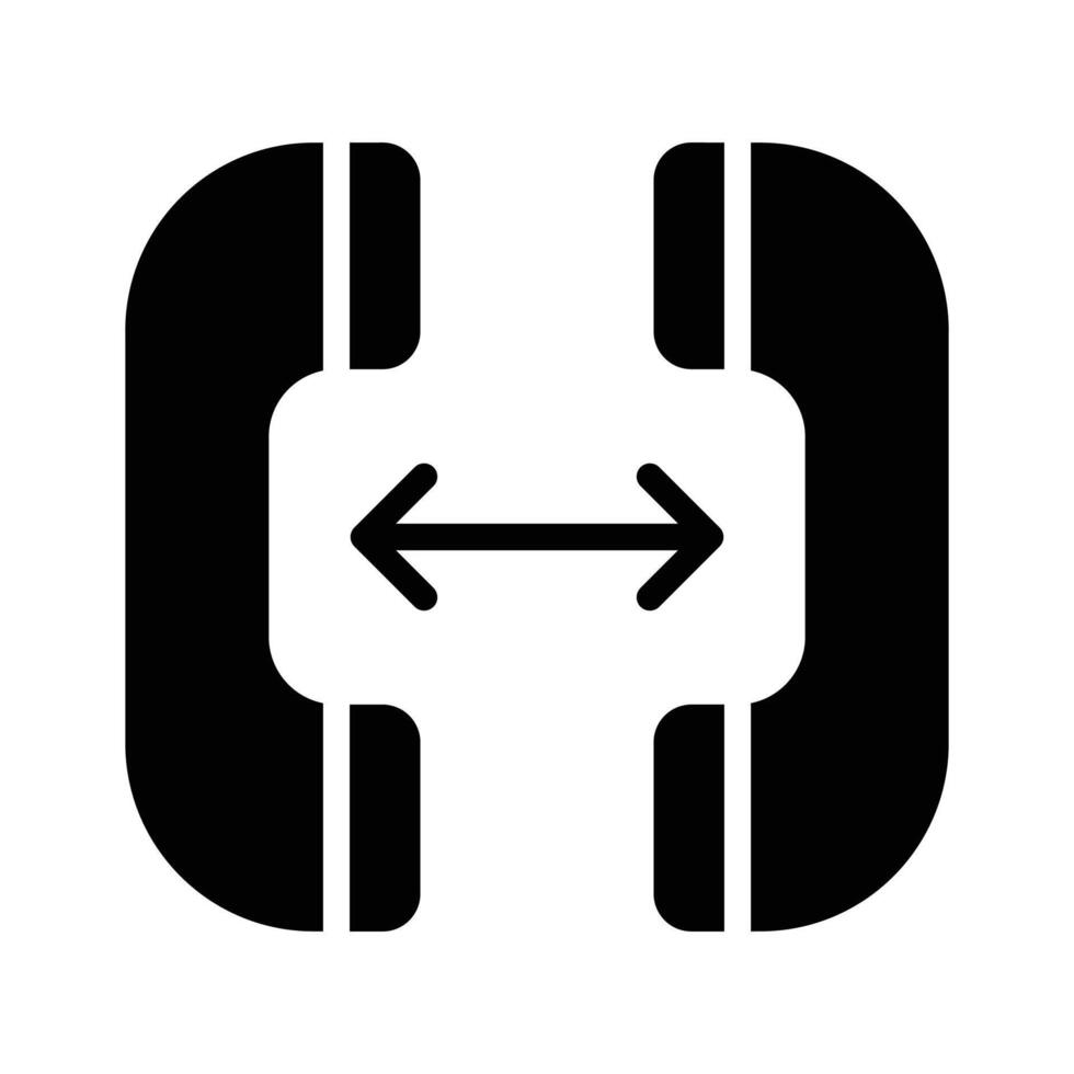 This icon shows two telephone receivers with arrows indicating a distance between them vector