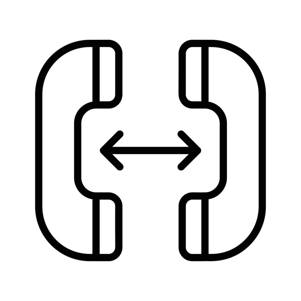 This icon shows two telephone receivers with arrows indicating a distance between them vector