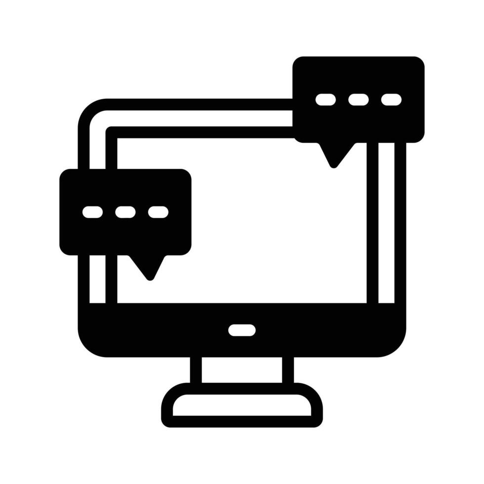 Desktop screen displaying messaging communication interface vector
