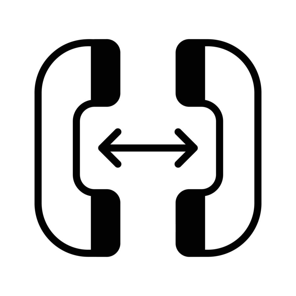 This icon shows two telephone receivers with arrows indicating a distance between them vector