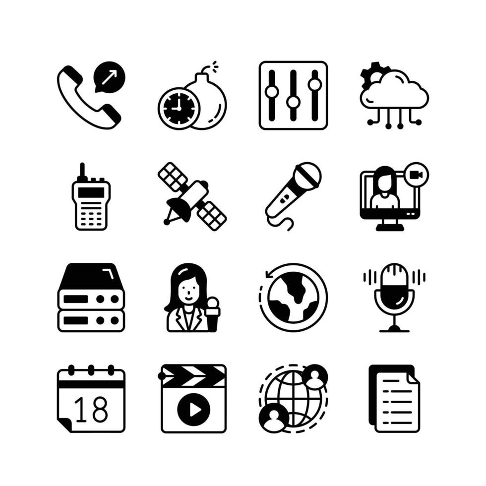 Have a look this amazing communication and media tools icons vector