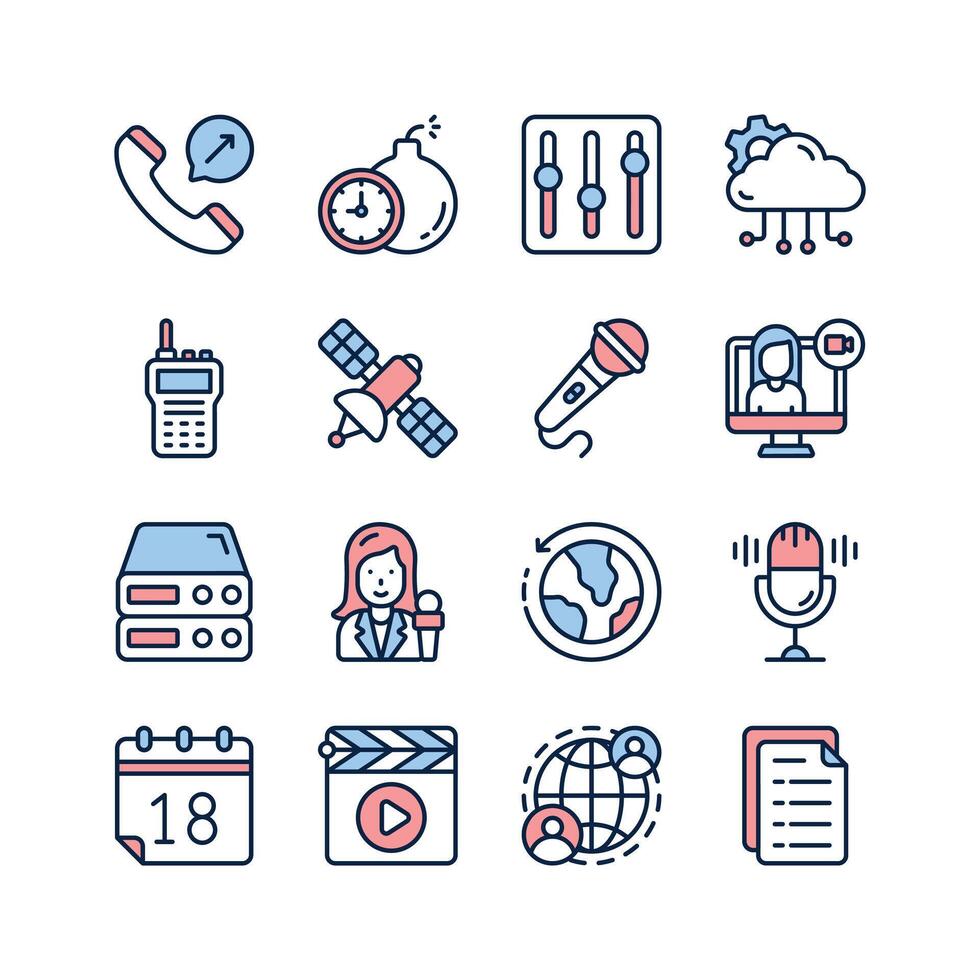 Have a look this amazing communication and media tools icons vector