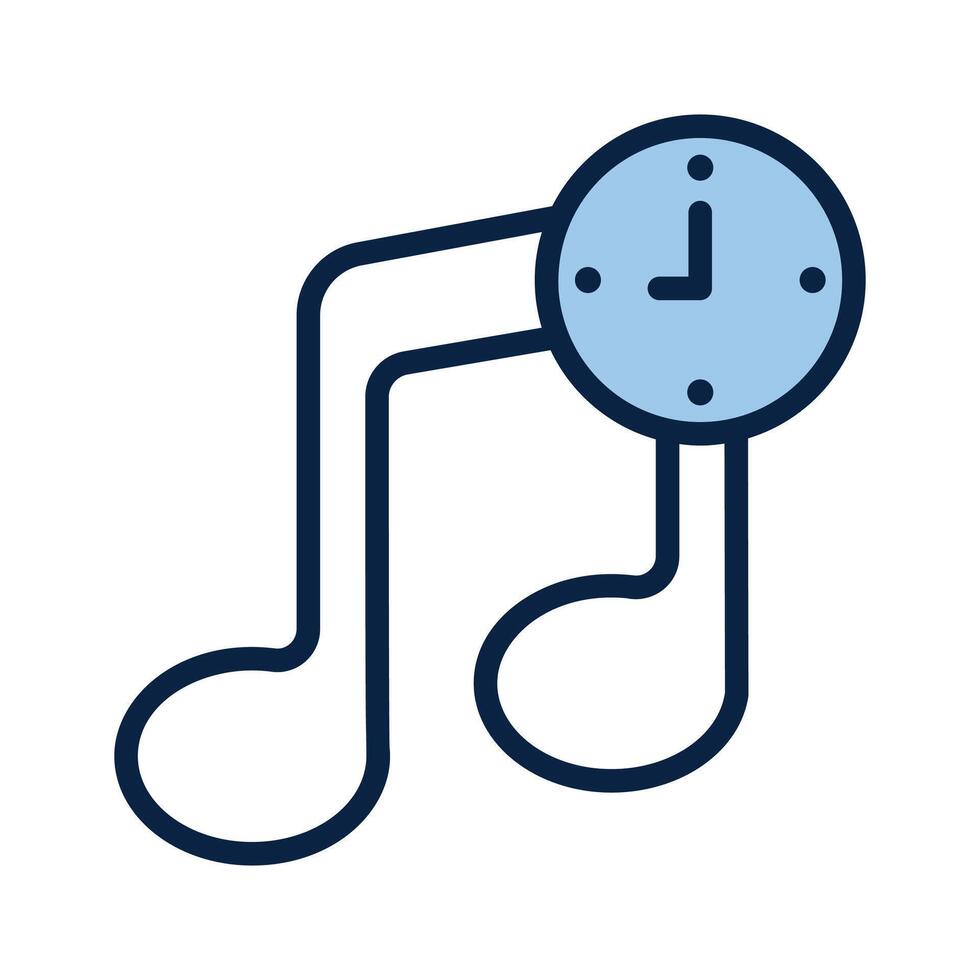 Musical note and clock symbolizing time dedicated to music vector
