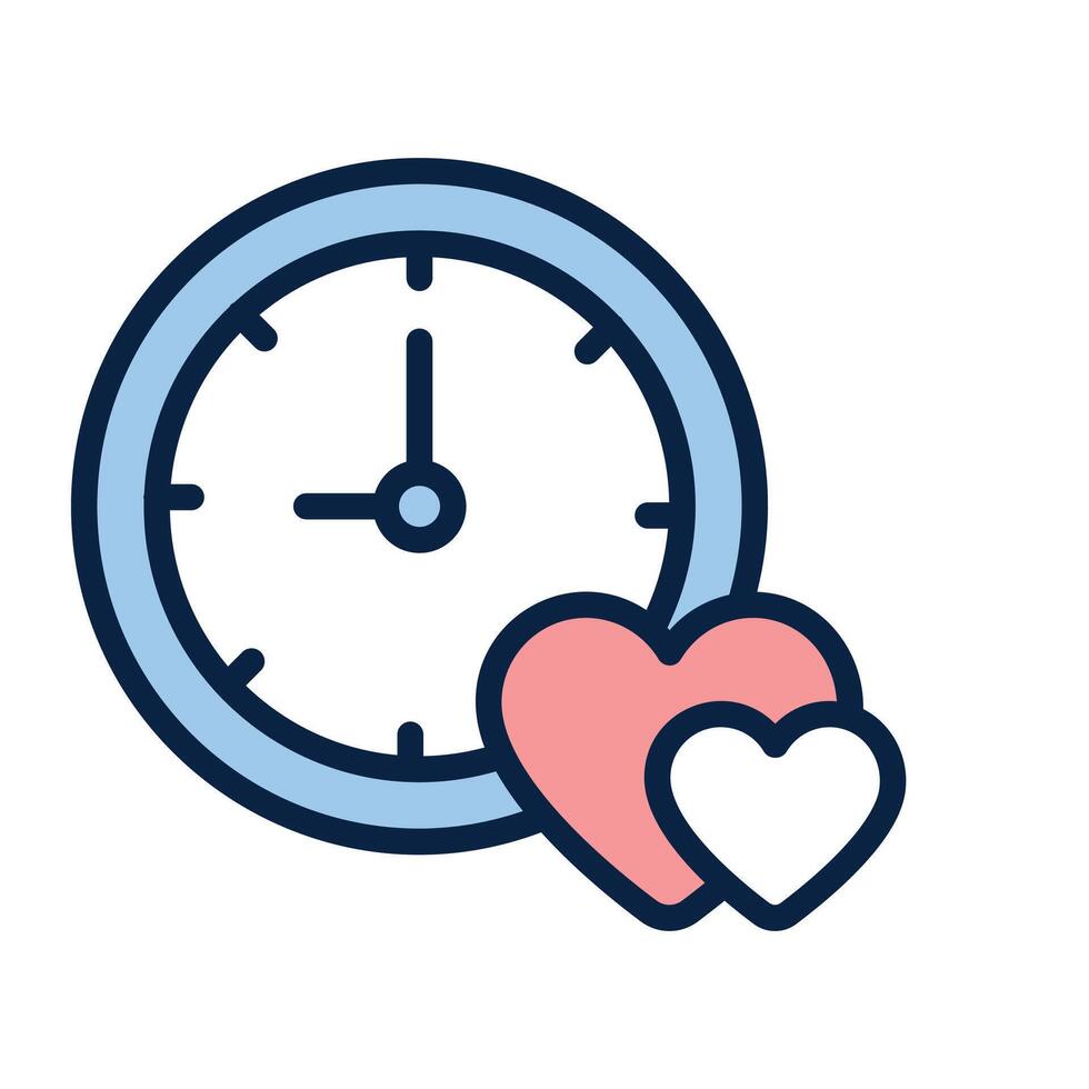 Heart and clock symbolizing time spent on love or relationships vector