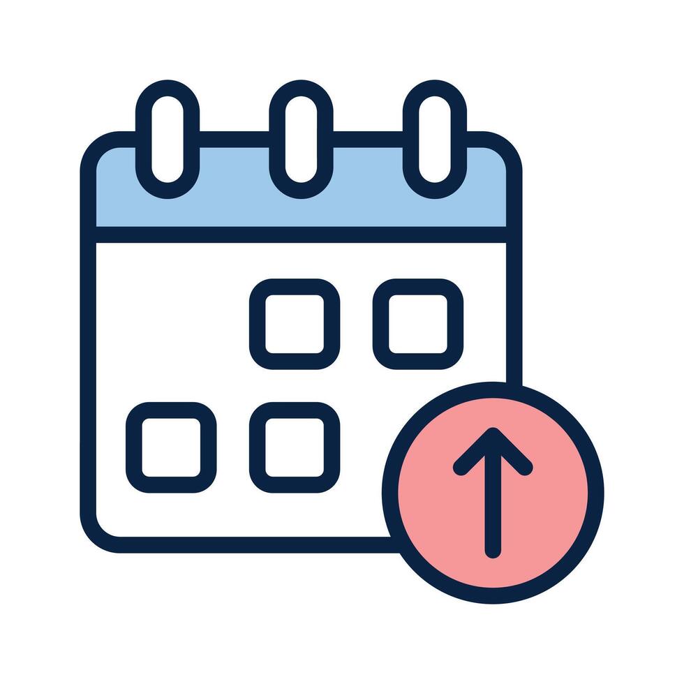 Calendar with an upload arrow symbolizing adding schedules vector