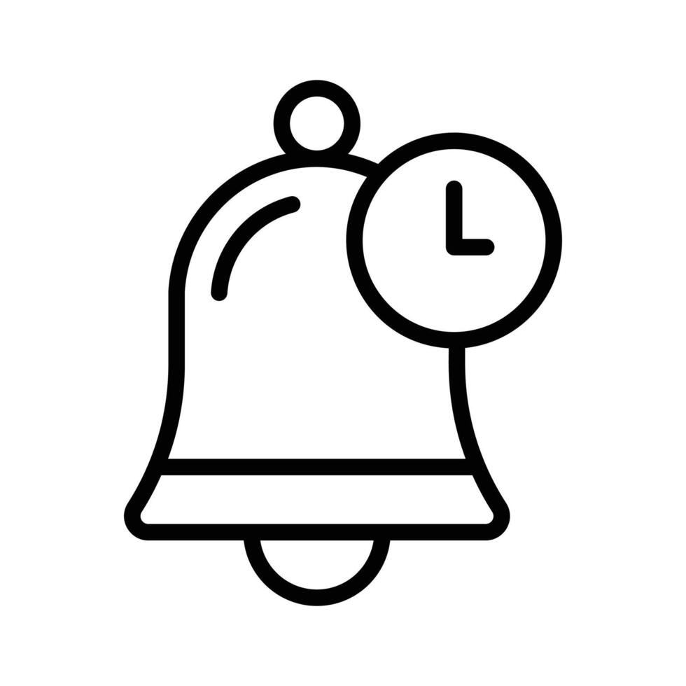 Icon of a notification bell with a small clock symbol overlaid vector
