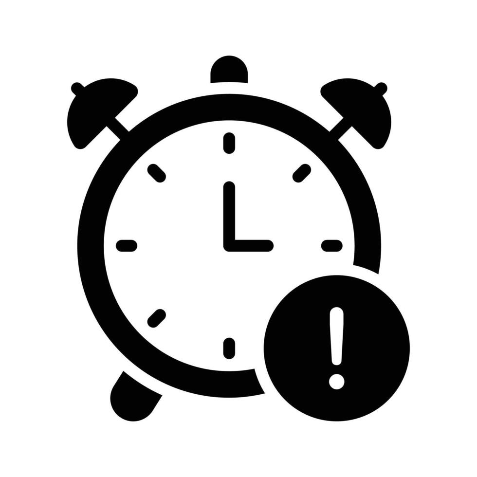 Clock with an exclamation mark indicating an alarm notification vector