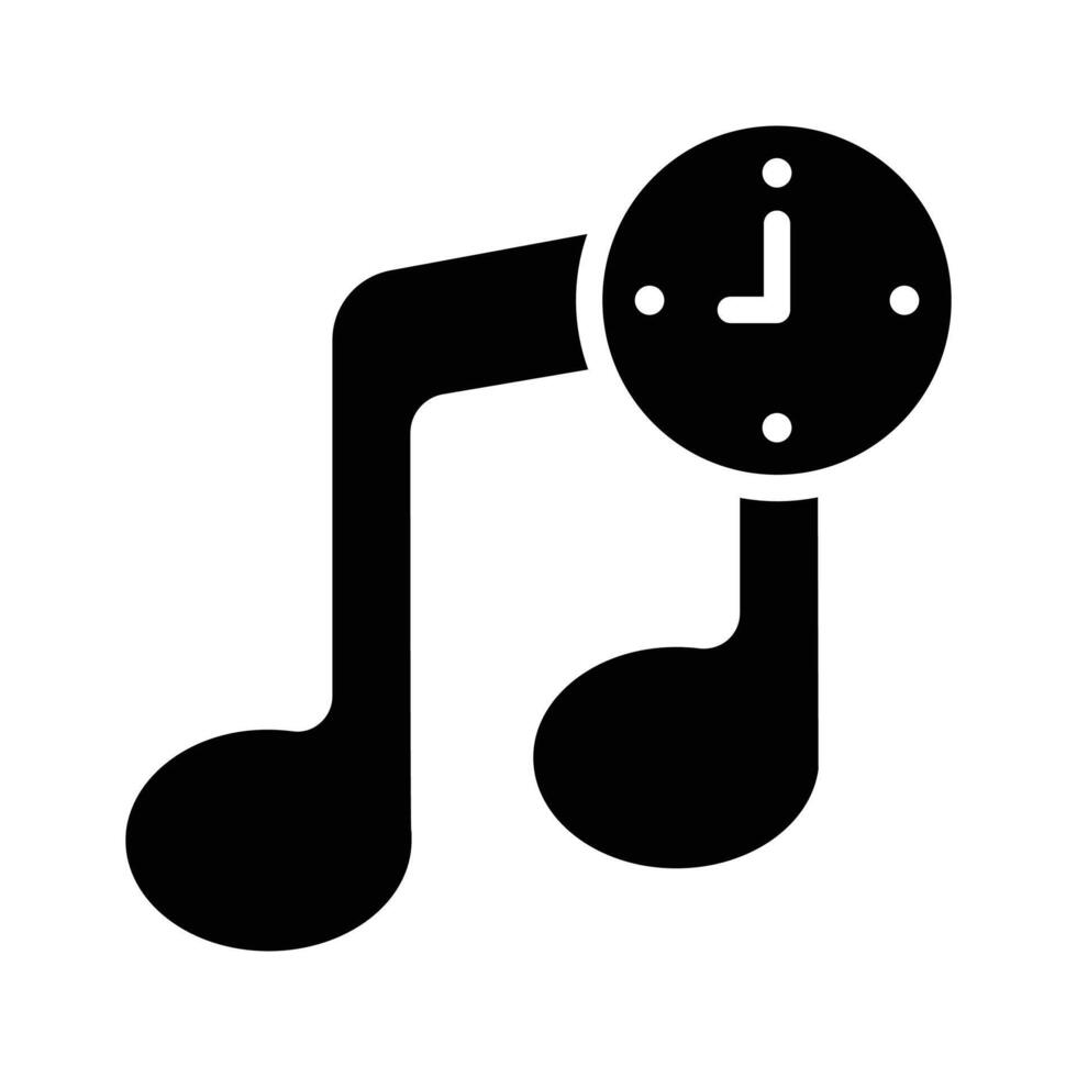 Musical note and clock symbolizing time dedicated to music vector