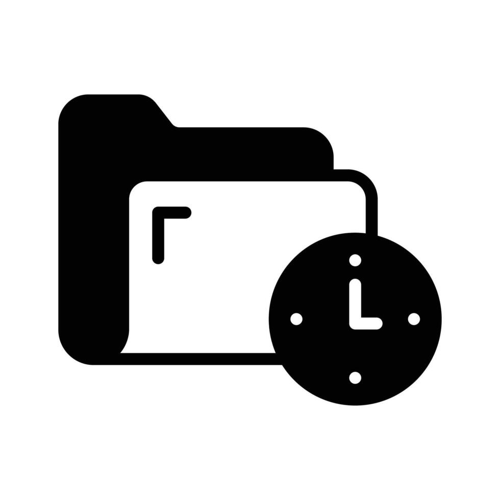 File folder and clock symbolizing time based file organization vector