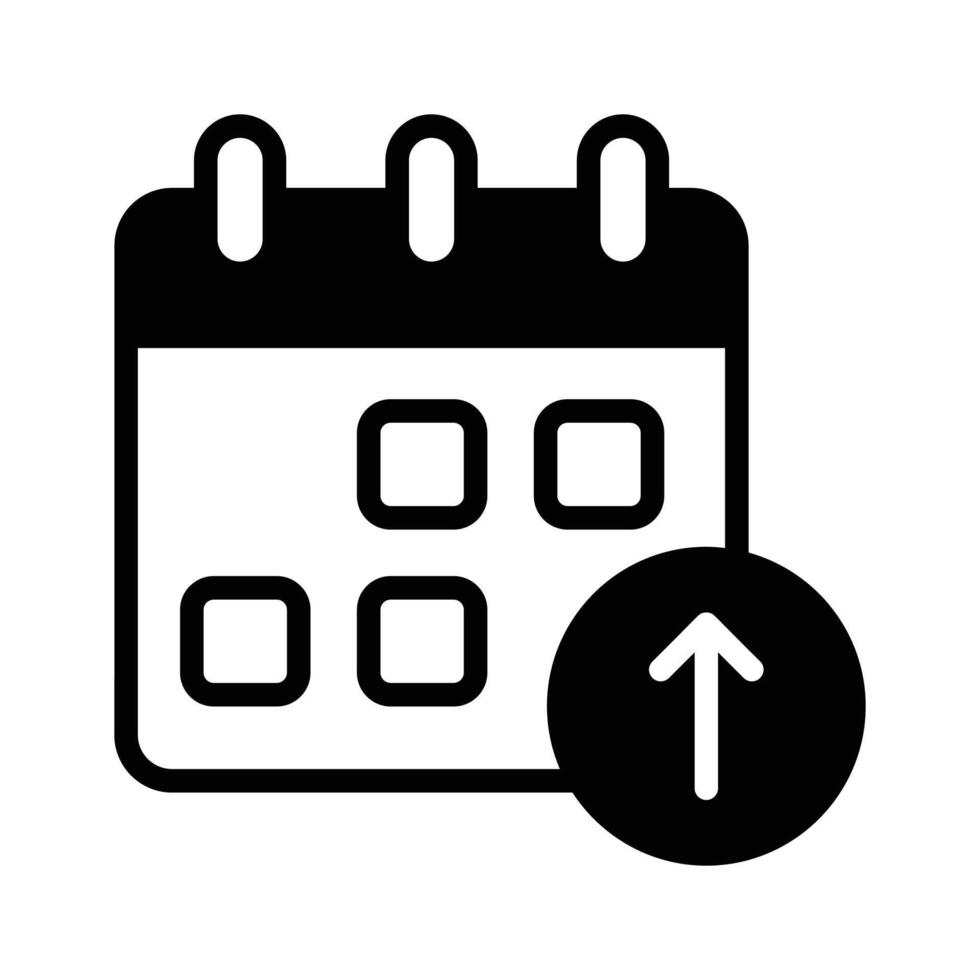 Calendar with an upload arrow symbolizing adding schedules vector