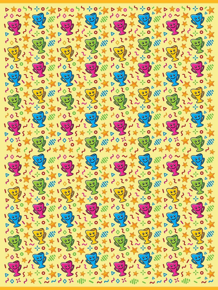 Trophy Seamless pattern Wrapping Paper design vector